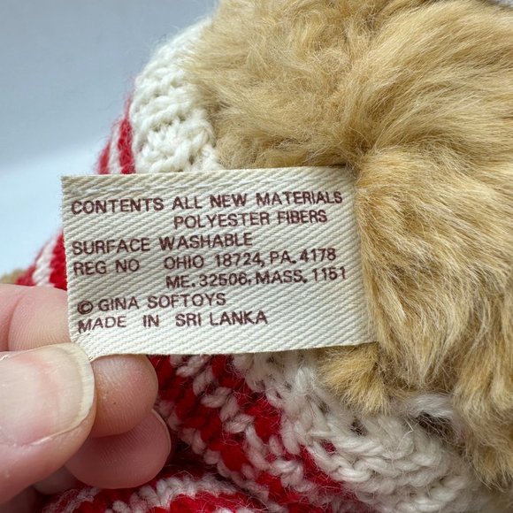 Teddy Bear Tan Brown Eyes Stars Stripes Shirt Gina Stuffed Animal Plush Toy - Picture 10 of 10